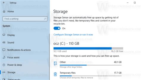 Disable Storage Sense to Delete Temporary Files in Windows 10