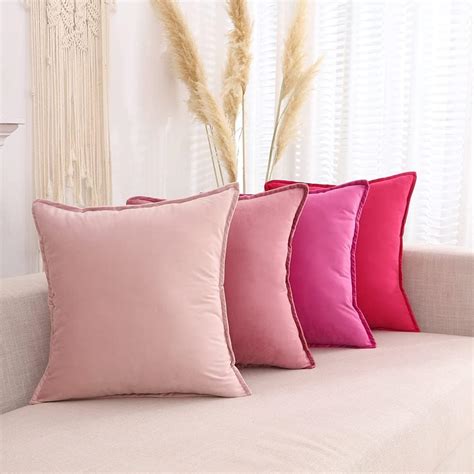 Carrie Home Pink Velvet Throw Pillow Covers 18x18 Set Of 4