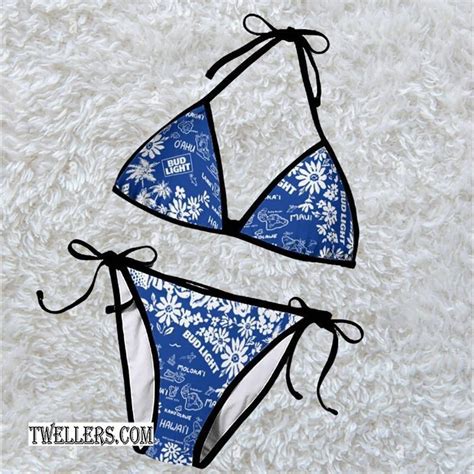 Bud Light Hawaiian Islands Triangle Bikini Set Swimsuit Beach TW