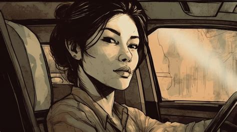 Premium Ai Image A Comic Book Cover Of A Woman In A Car With The