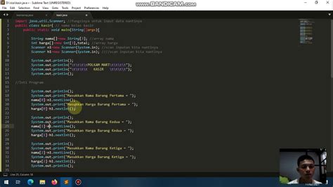 Cara Membuat Program Kasir Sederhana Menggunakan Array Di Java Youtube