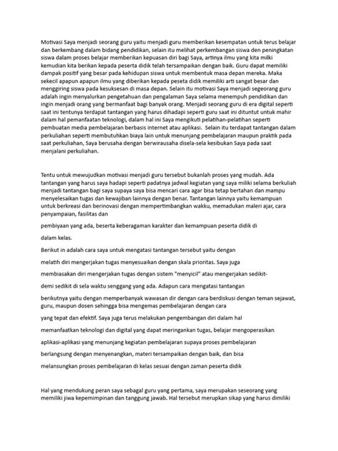 Motivasi Saya Menjadi Seorang Guru Yaitu Menjadi Guru Memberikan