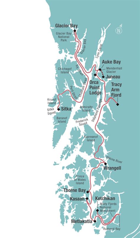 Adc Alaska Alaskas Inside Passage Sojourn Itinerary Map Sunstone