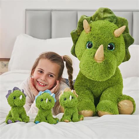 Triceratops Plush Toy Set Green 25 Inches Morismos