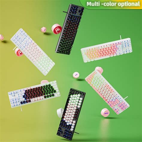 Dark Alien DK Keys Hot Plug In Glowing Game Wired Mechanical Keyboard M Pink White