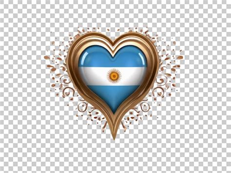 3d banderas del corazón de argentina en un fondo transparente Archivo