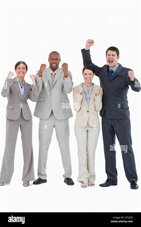 Business Team Cheering Together Stock Photo Alamy
