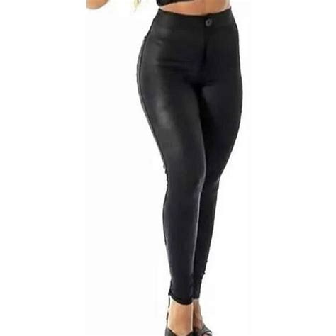 Calça Legging Disco Cirre Hot Pants material sintético Cintura Alta Estilo de Viver Calça