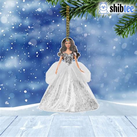 Holiday Barbie Doll Brunette Curly Hair Christmas Ornament Shibtee Clothing