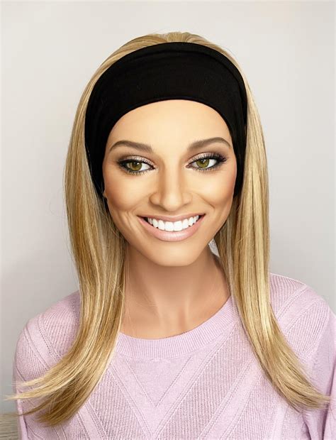 Premium Barley blonde highlighted medium length headband wig