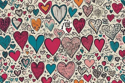 Premium Photo | Whimsical Hearts HandDrawn Doodles of Love
