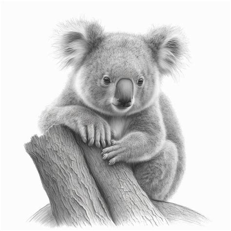 Premium AI Image | Pencil sketch cute koala animal drawing realistic AI ...