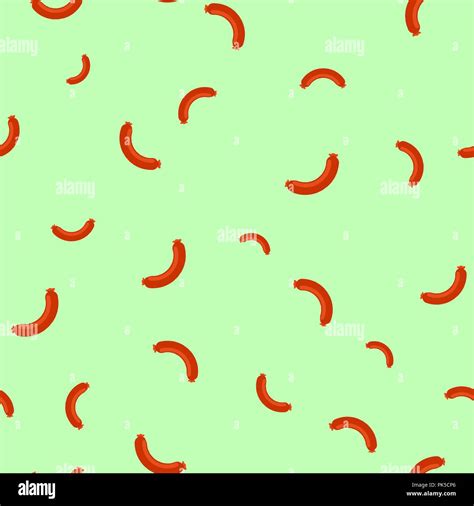 Sausage Pattern Seamless Vector Illustration Light Green Background