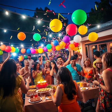 vibrant outdoor party celebration joyful moments  festive atmosphere