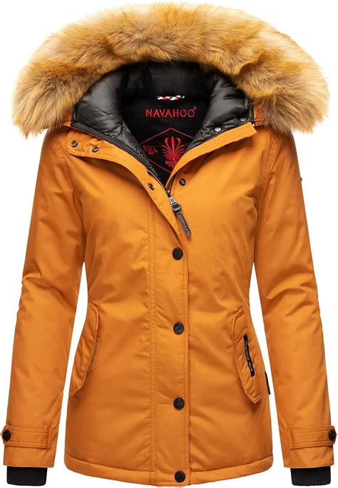 Navahoo Warme Damen Winter Jacke Winterjacke Parka Mantel Kunstfell