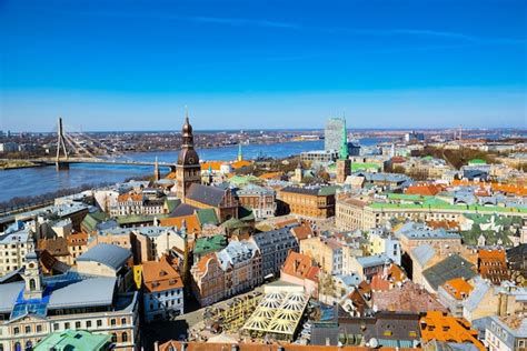 Vista Panor Mica De La Ciudad De Riga Letonia Desde La Altura De La