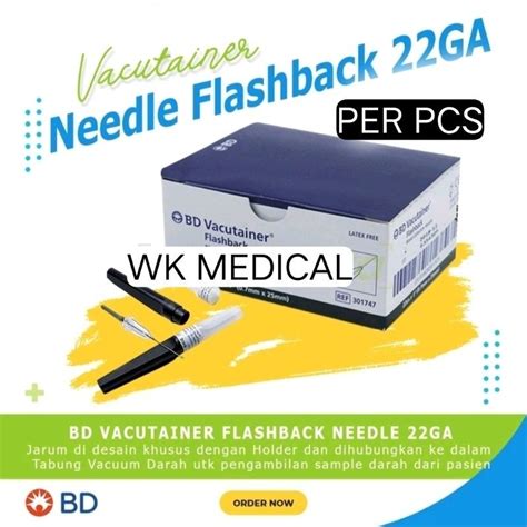 Jual Needle Flashback Jarum BD Vacutainer Collection Needle 22 G 0 7mm