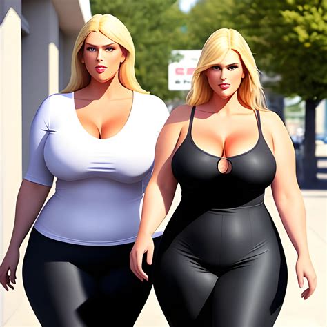 Large And Tall Friendly Blonde Plus Size Girl With Small Head And Broad Shoulders Walking