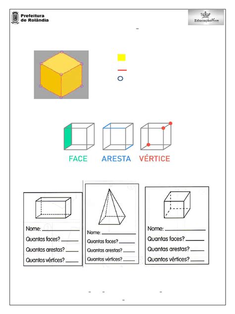 Atividades Sobre Faces Vertices E Arestas 4o Ano Com Gabarito - Atividades sobre Faces, Arestas e Vértices | PDF