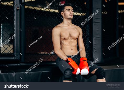 Sportsman Naked Torso Red Boxing Gloves Stock Photo Shutterstock