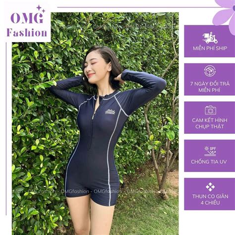 Mua Đồ bơi nữ bikini áo tắm dạng một mảnh kín đáo tay dài có khóa