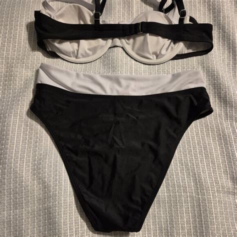 Cupshe Swim Cupshe Two Piece Bikini Medium Black White Underwire Poshmark