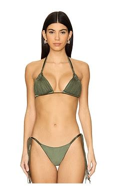 PQ Mila Triangle Bikini Top In Olive REVOLVE