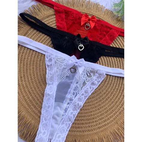 Tanga Fio demtal coração bumbum calcinha sensual ousada sexy lingerie moda intima feminina