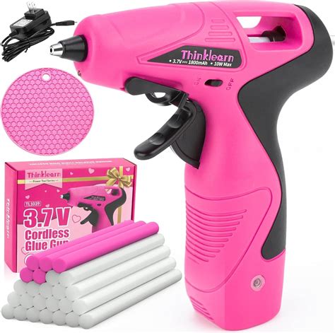 ThinkLearn V Mini Pink Cordless Hot Glue Gun Set With Stand Pcs Glue Sticks USB