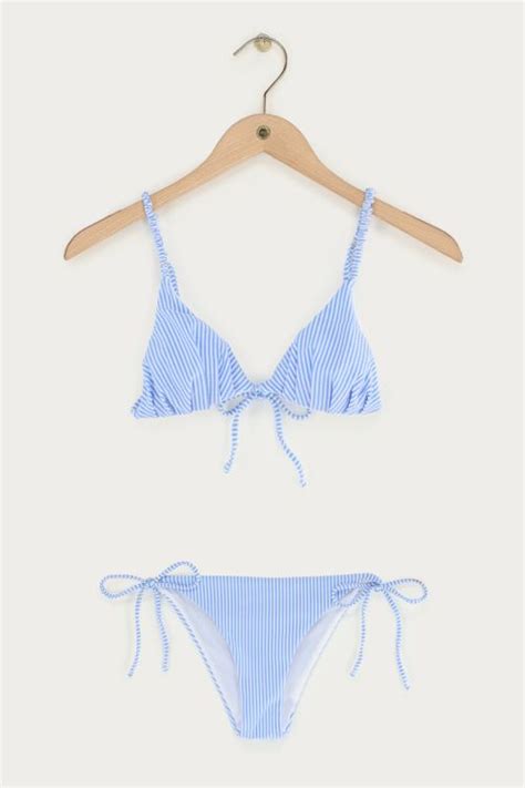 Lichtblauwe Bikini Set Met Strepen My Jewellery