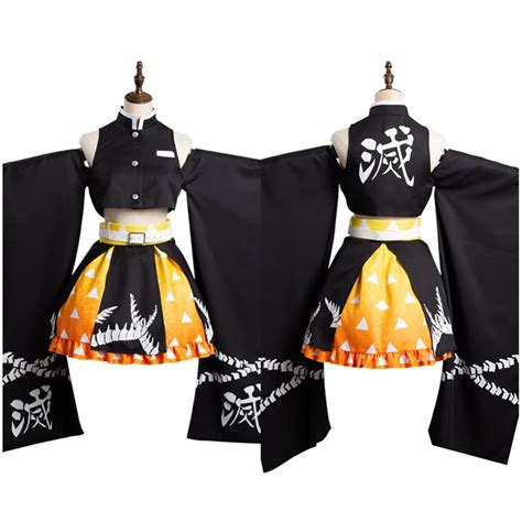 Anime Demon Slayer Kimetsu No Yaiba Agatsuma Zenitsu Cosplay Costume