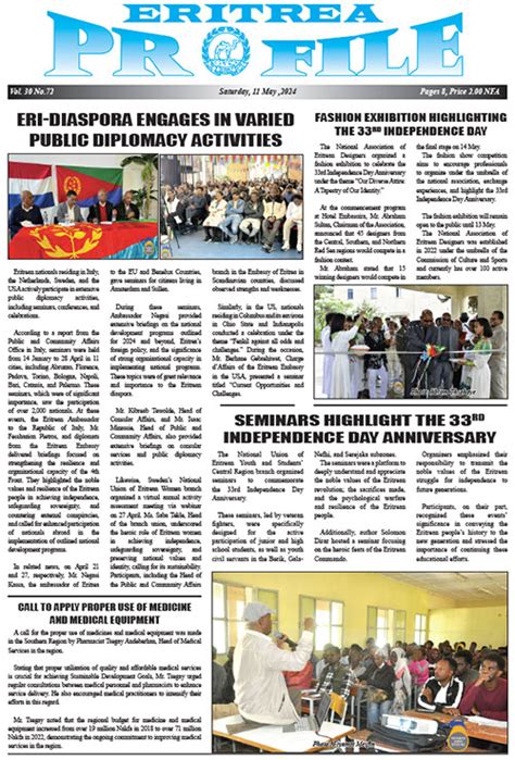 Eritrea Profile 11 May 2024 – Eritrea Ministry Of Information