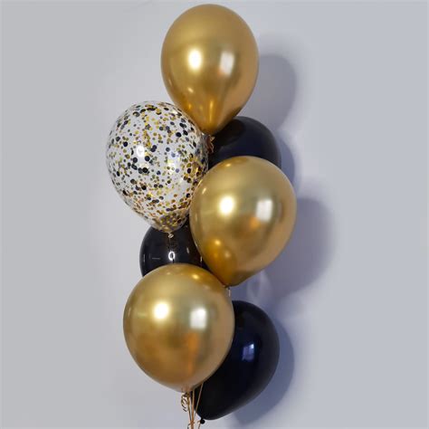 Фонтан из 7 воздушных шаров "Стильное золото" купить в Барнауле с доставкой