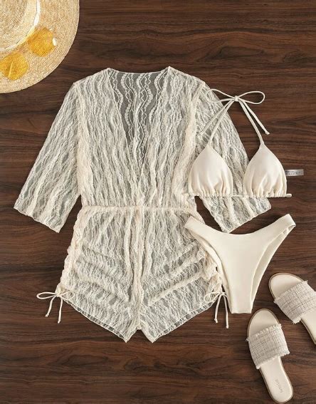 Pi Ces Unicolore Bikini Triangulaire Ras Du Cou Cache Maillot Body Lidjenti Sn