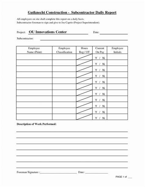 Construction Daily Report Template Excel Glendale Community Pertaining