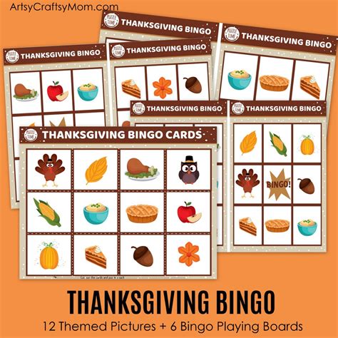 Printable Thanksgiving Bingo Cards Artsy Craftsy Mom