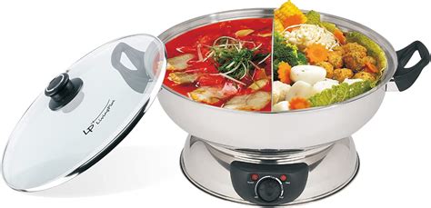 LP Living Plus Electric Dual Sided Stainless Steel Shabu Shabu Hot Pot