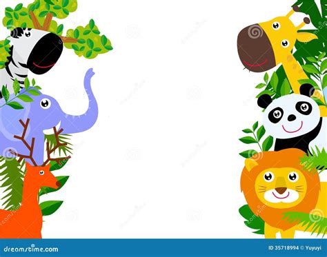 Cute Animals And Frame Stock Vector Illustration Of Wild 35718994
