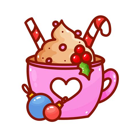 Hot Chocolate Mug Decorated With Christmas Vector Art At Vecteezy