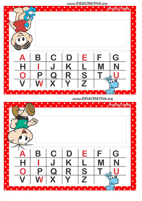 Crach De Mesa Turma Da M Nica Alfabeto Para Imprimir