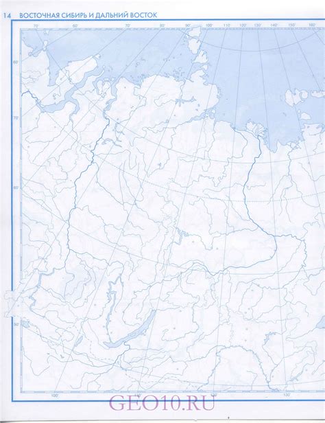 Контурная карта Восточной Сибири и Дальнего Востока. Большая подробная ...