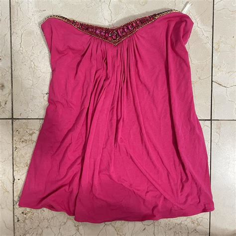 Early S Y K Pink Top With Gems Hot Pink Depop