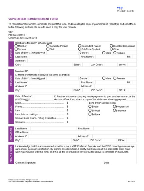 Fillable Online VSP Reimbursement Form Fax Email Print PdfFiller