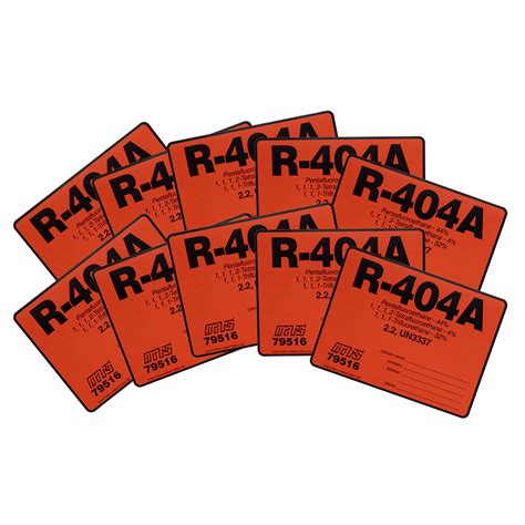 R 404a Refrigerant Label Pack10 Airstar Solutions