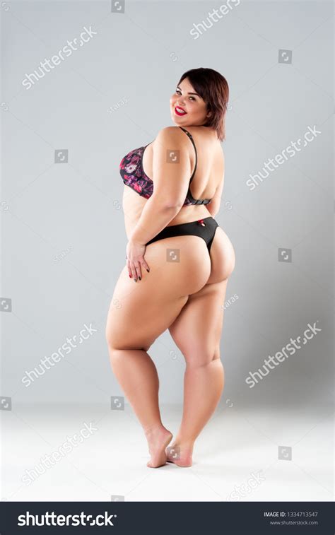 Happy Plus Size Model Lingerie Fat Stock Photo Edit Now 1334713547
