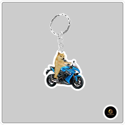 Móc khoá Cheems cưởi xe mẫu hot móc khoá mica Shopee Việt Nam