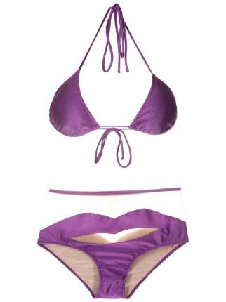 Adriana Degreas Lips High Waisted Bikini Set Purple FARFETCH