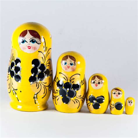 Matryoshka Doll Ashberries On Yellow Russian Matryoshka Nested Doll