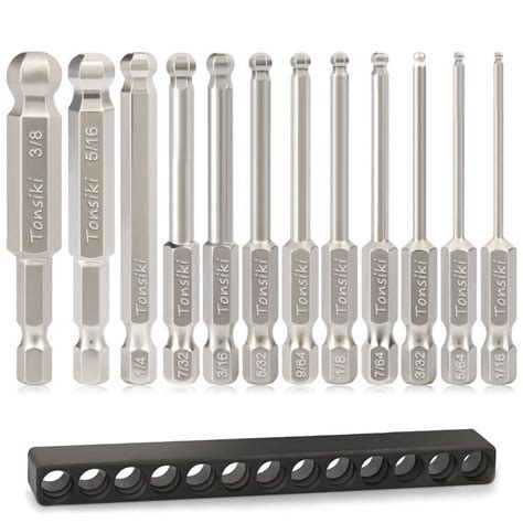 Tonsiki Ball End Hex Screwdriver Bit Set12pcs Sae Hex Head Allen