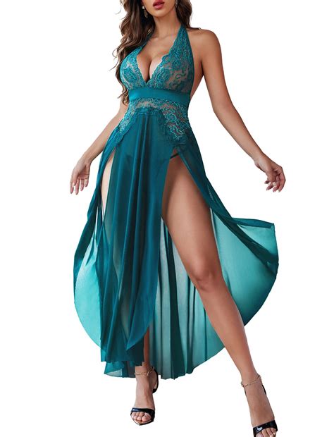 Avidlove Women Lingerie Deep V Neck Nightwear One Piece Sexy Nightgowns Green Large For Sale